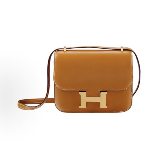 HERMES Constance 19 Gold buckle crossbody single-shoulder bag 19 Women\'s Edition 21 Nature L-Sable Light Tea color